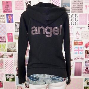 victoria's secret rhinestone angel zip up hoodie size small
